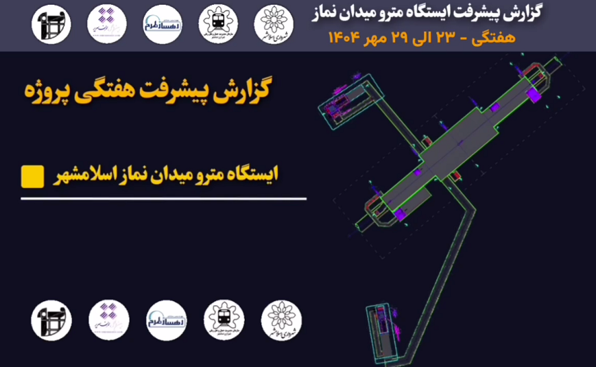 گزارش هفتگی پیشرفت پروژه ایستگاه مترو میدان نماز اسلامشهر مورخ 23 الی 29 مهر ماه 1404:
